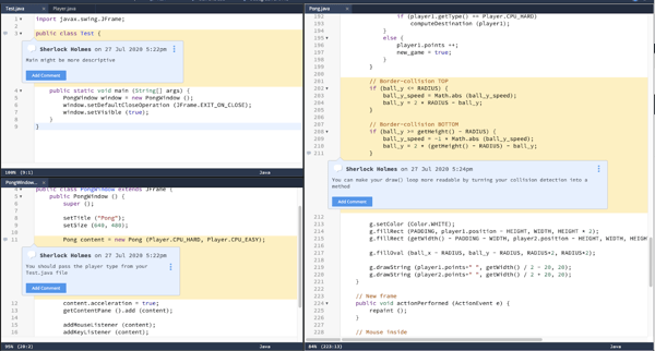 In-line comments in code enhances remote instruction