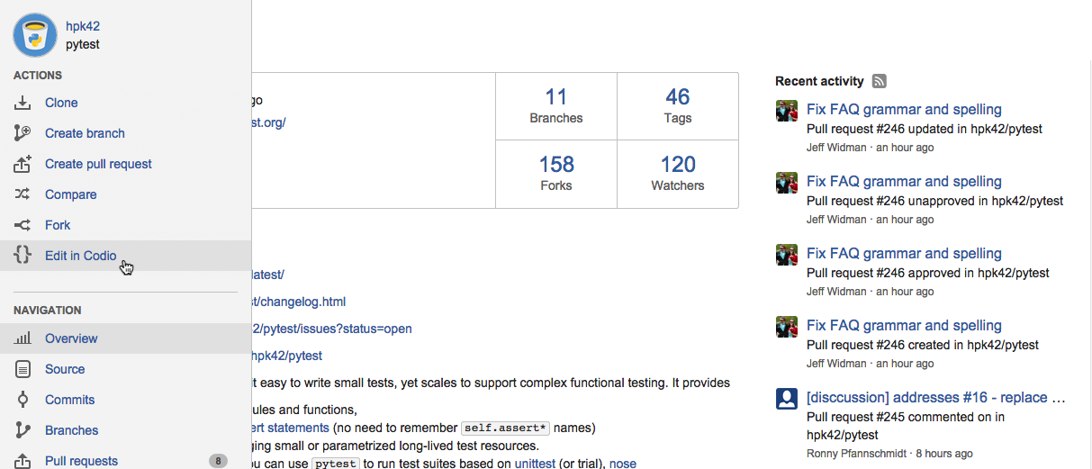 Codio in Bitbucket