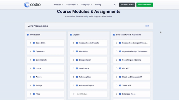 course customizer