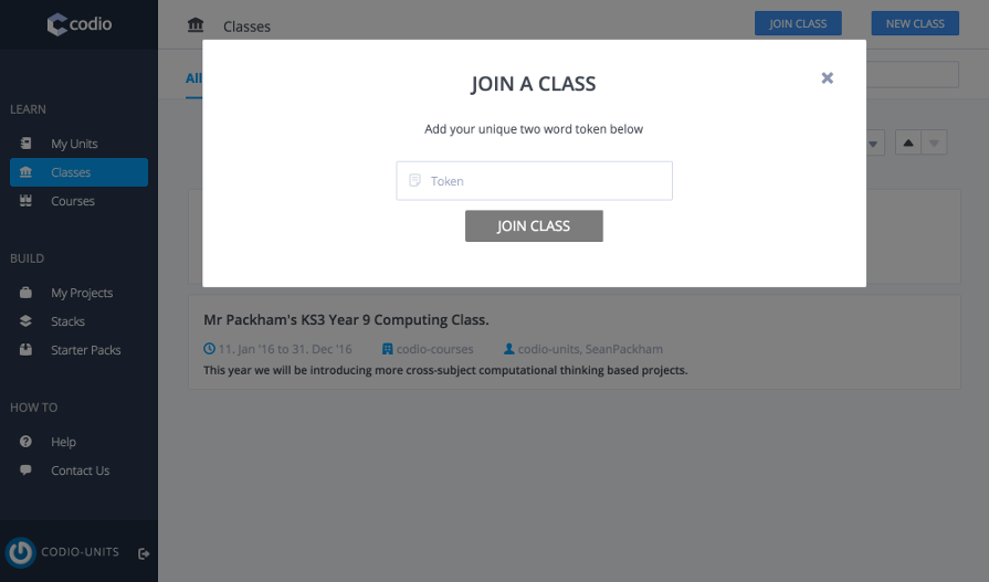 Join a Codio class using an invite token