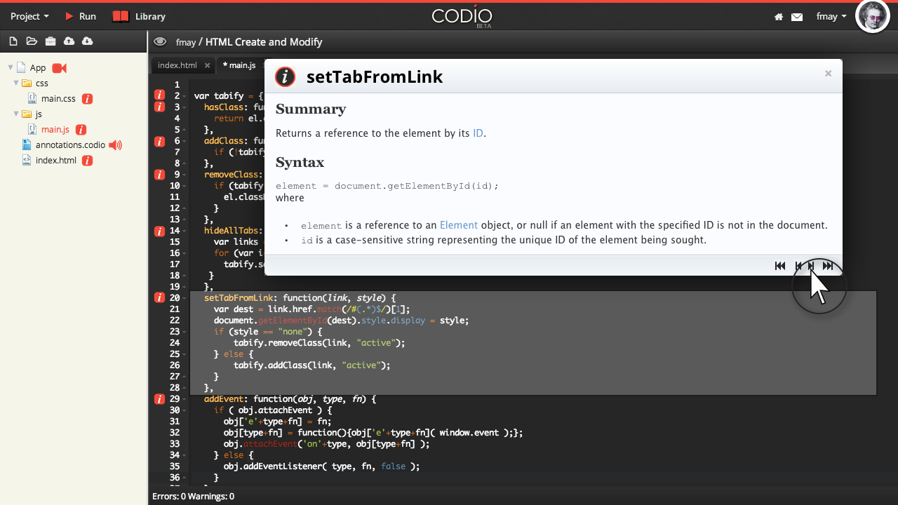 Codio:Annotations - Say it with a sample