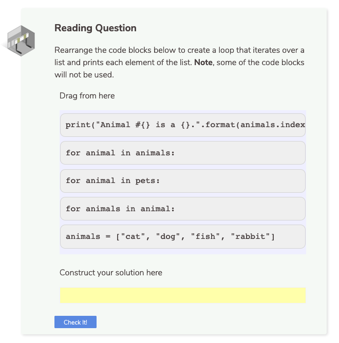 Parsons Problem for Auto-Grading
